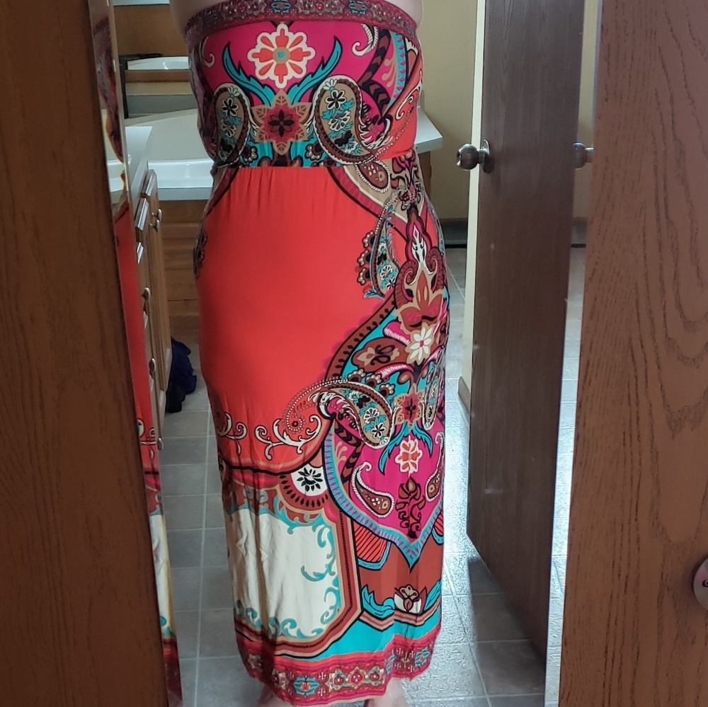 Forever 21 boho sleeveless strapless maxi dress